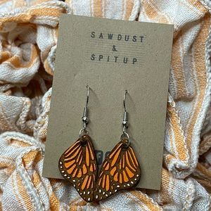 Monarch Butterfly Wings Dangle Earrings